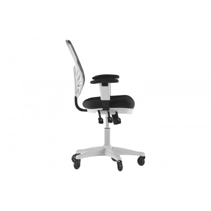BLNK Nicholas Mid-Back Mesh Multifunction Executive Swivel Ergonomic Office Chair with Adjustable Arms, Transparent Roller Wheels, and White Frame - Black
