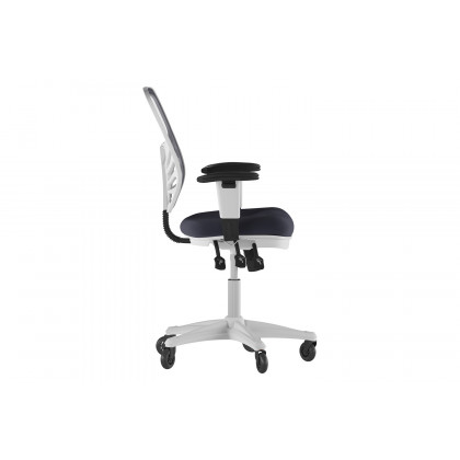 BLNK Nicholas Mid-Back Mesh Multifunction Executive Swivel Ergonomic Office Chair with Adjustable Arms, Transparent Roller Wheels, and White Frame - Dark Gray