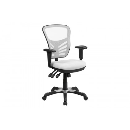 BLNK Nicholas Mid-Back Mesh Multifunction Executive Swivel Ergonomic Office Chair with Adjustable Arms - White
