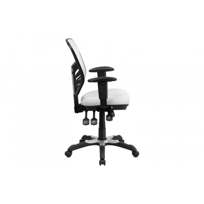 BLNK Nicholas Mid-Back Mesh Multifunction Executive Swivel Ergonomic Office Chair with Adjustable Arms - White