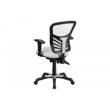 BLNK Nicholas Mid-Back Mesh Multifunction Executive Swivel Ergonomic Office Chair with Adjustable Arms - White