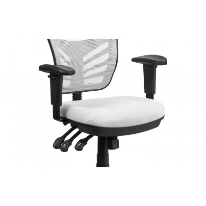 BLNK Nicholas Mid-Back Mesh Multifunction Executive Swivel Ergonomic Office Chair with Adjustable Arms - White