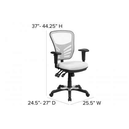 BLNK Nicholas Mid-Back Mesh Multifunction Executive Swivel Ergonomic Office Chair with Adjustable Arms - White