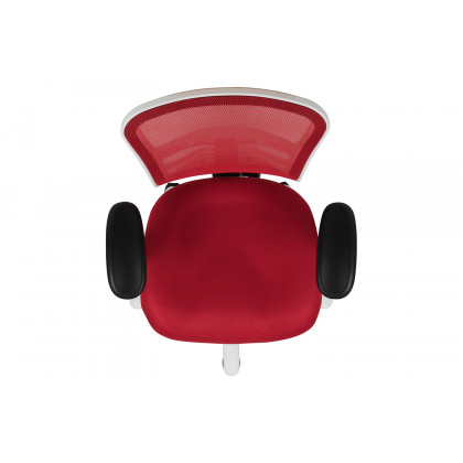BLNK Nicholas Mid-Back Mesh Multifunction Executive Swivel Ergonomic Office Chair with Adjustable Arms and White Frame - Red