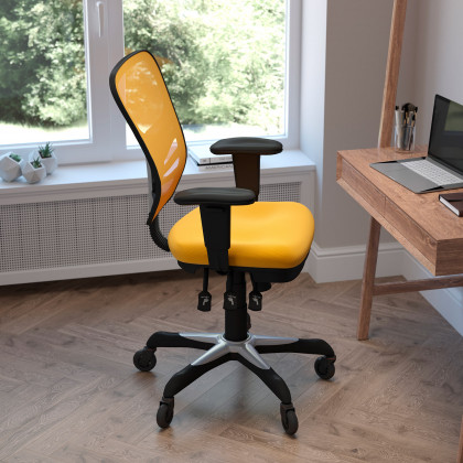BLNK - Nicholas Mid-Back Mesh Multifunction Executive Swivel Ergonomic Office Chair with Adjustable Arms and Transparent Roller Wheels