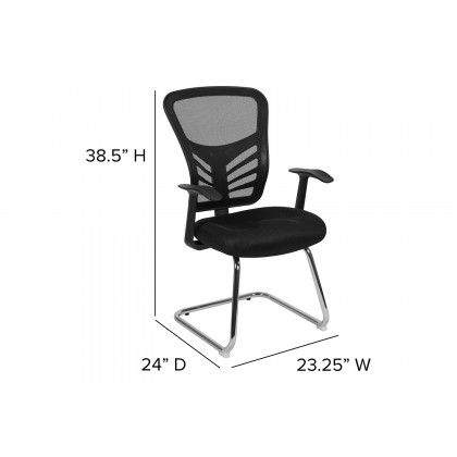 BLNK - Steve Mesh Side Reception Chair with Chrome Sled Base