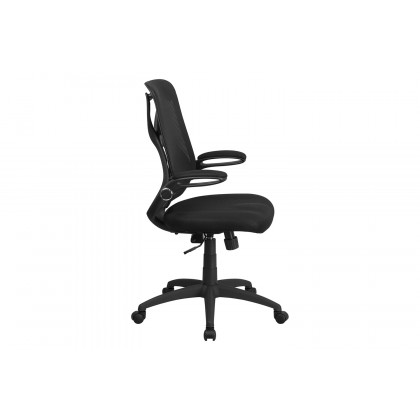 BLNK Kimble High-Back Mesh Executive Swivel Ergonomic Office Chair with Adjustable Lumbar, 2-Paddle Control and Flip-Up Arms - Black