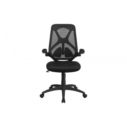 BLNK Kimble High-Back Mesh Executive Swivel Ergonomic Office Chair with Adjustable Lumbar, 2-Paddle Control and Flip-Up Arms - Black