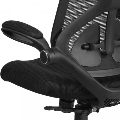 BLNK Kimble High-Back Mesh Executive Swivel Ergonomic Office Chair with Adjustable Lumbar, 2-Paddle Control and Flip-Up Arms - Black
