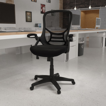 BLNK - Porter High-Back Mesh Ergonomic Swivel Office Chair with Black Frame and Flip-up Arms