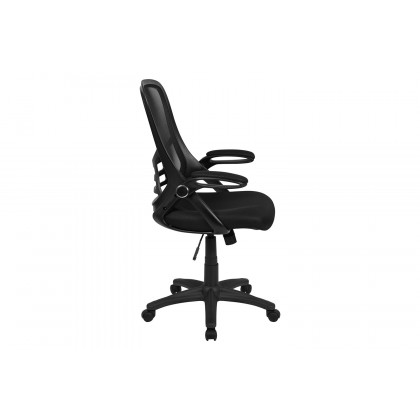 BLNK Porter High-Back Mesh Ergonomic Swivel Office Chair with Black Frame and Flip-up Arms - Black