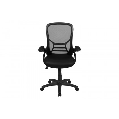 BLNK Porter High-Back Mesh Ergonomic Swivel Office Chair with Black Frame and Flip-up Arms - Black