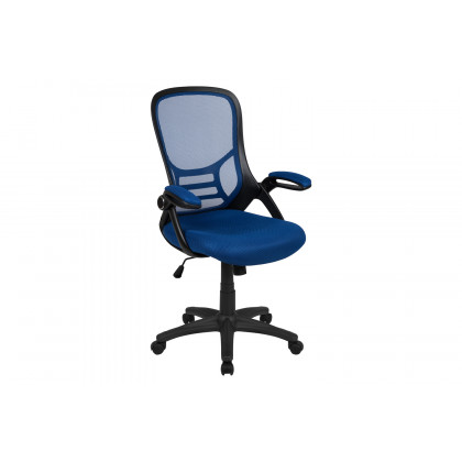 BLNK Porter High Back Blue Mesh Ergonomic Swivel Office Chair with Black Frame and Flip-up Arms