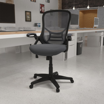BLNK - Porter High-Back Mesh Ergonomic Swivel Office Chair with Black Frame and Flip-up Arms