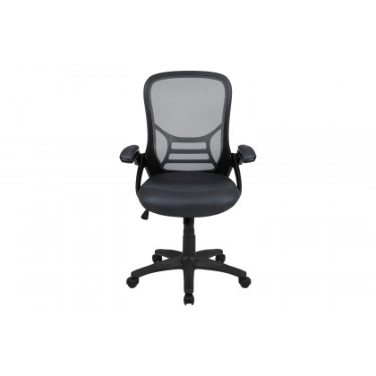 BLNK Porter High-Back Mesh Ergonomic Swivel Office Chair with Black Frame and Flip-up Arms - Dark Gray