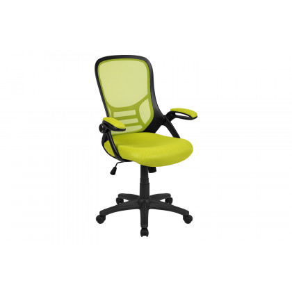 BLNK Porter High-Back Mesh Ergonomic Swivel Office Chair with Black Frame and Flip-up Arms - Green