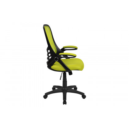 BLNK Porter High-Back Mesh Ergonomic Swivel Office Chair with Black Frame and Flip-up Arms - Green