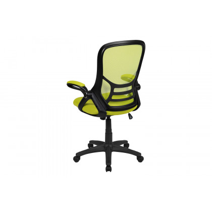 BLNK Porter High-Back Mesh Ergonomic Swivel Office Chair with Black Frame and Flip-up Arms - Green