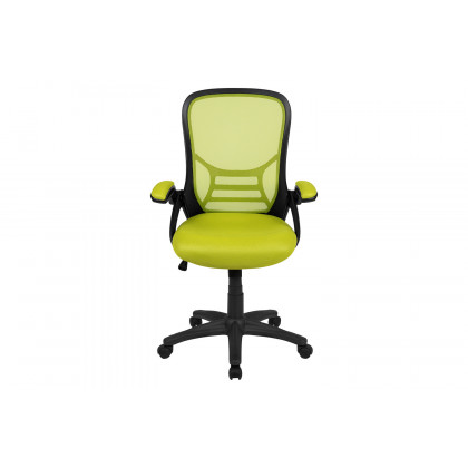 BLNK Porter High-Back Mesh Ergonomic Swivel Office Chair with Black Frame and Flip-up Arms - Green
