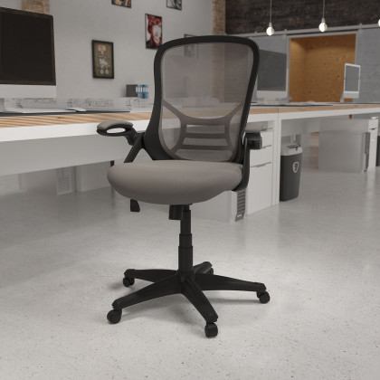 BLNK - Porter High-Back Mesh Ergonomic Swivel Office Chair with Black Frame and Flip-up Arms