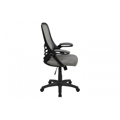 BLNK Porter High-Back Mesh Ergonomic Swivel Office Chair with Black Frame and Flip-up Arms - Light Gray