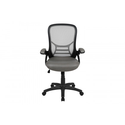 BLNK Porter High-Back Mesh Ergonomic Swivel Office Chair with Black Frame and Flip-up Arms - Light Gray