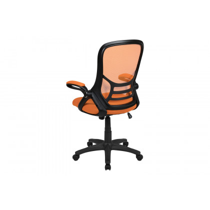 BLNK Porter High-Back Mesh Ergonomic Swivel Office Chair with Black Frame and Flip-up Arms - Orange