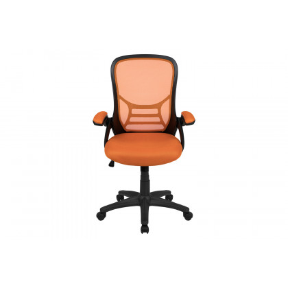 BLNK Porter High-Back Mesh Ergonomic Swivel Office Chair with Black Frame and Flip-up Arms - Orange