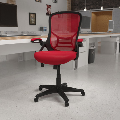 BLNK - Porter High-Back Mesh Ergonomic Swivel Office Chair with Black Frame and Flip-up Arms
