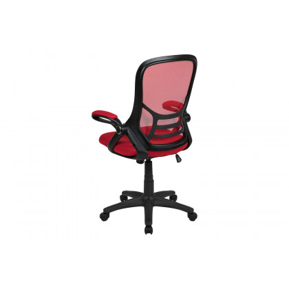 BLNK Porter High-Back Mesh Ergonomic Swivel Office Chair with Black Frame and Flip-up Arms - Red