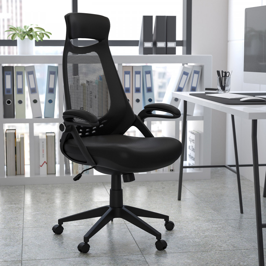 BLNK - Ivan High-Back Mesh Executive Swivel Office Chair with Flip-Up Arms