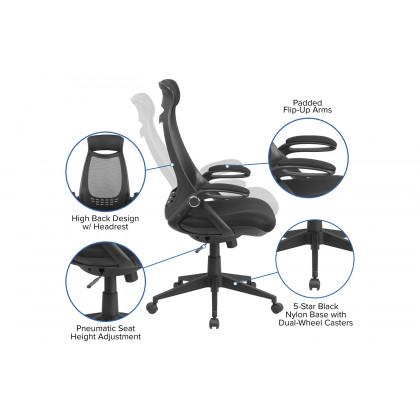 BLNK - Ivan High-Back Mesh Executive Swivel Office Chair with Flip-Up Arms