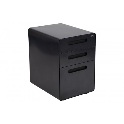 BLNK Wren Ergonomic 3-Drawer Mobile Locking Filing Cabinet with Anti-Tilt Mechanism and Letter-Legal Drawer - Black