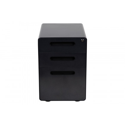 BLNK Wren Ergonomic 3-Drawer Mobile Locking Filing Cabinet with Anti-Tilt Mechanism and Letter-Legal Drawer - Black