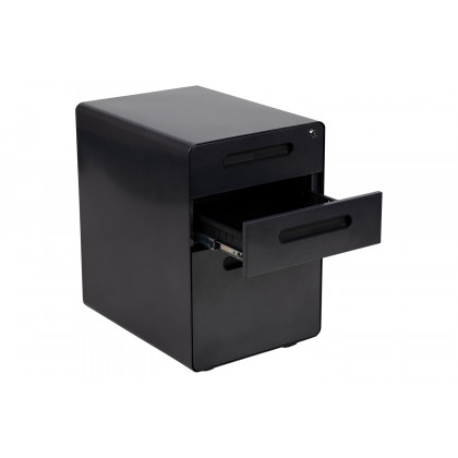 BLNK Wren Ergonomic 3-Drawer Mobile Locking Filing Cabinet with Anti-Tilt Mechanism and Letter-Legal Drawer - Black