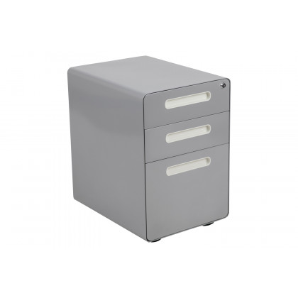 BLNK Wren Ergonomic 3-Drawer Mobile Locking Filing Cabinet with Anti-Tilt Mechanism and Letter-Legal Drawer - Gray