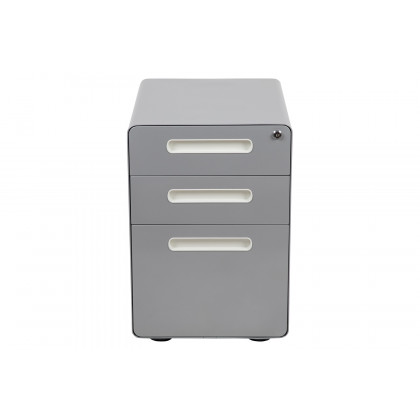 BLNK Wren Ergonomic 3-Drawer Mobile Locking Filing Cabinet with Anti-Tilt Mechanism and Letter-Legal Drawer - Gray