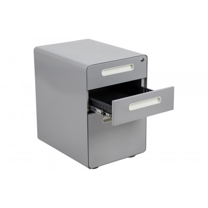 BLNK Wren Ergonomic 3-Drawer Mobile Locking Filing Cabinet with Anti-Tilt Mechanism and Letter-Legal Drawer - Gray
