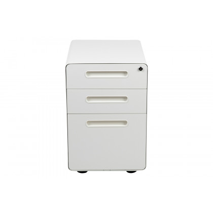BLNK Wren Ergonomic 3-Drawer Mobile Locking Filing Cabinet with Anti-Tilt Mechanism and Letter-Legal Drawer - White