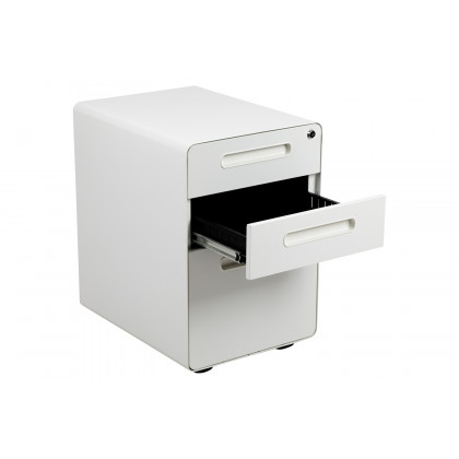 BLNK Wren Ergonomic 3-Drawer Mobile Locking Filing Cabinet with Anti-Tilt Mechanism and Letter-Legal Drawer - White