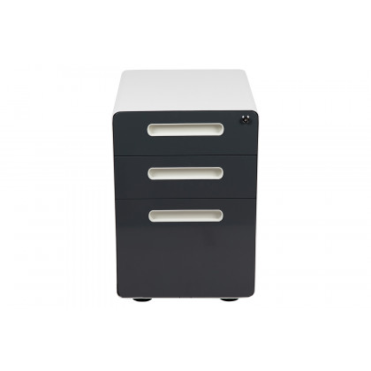 BLNK Wren Ergonomic 3-Drawer Mobile Locking Filing Cabinet with Anti-Tilt Mechanism and Letter-Legal Drawer - White/Charcoal