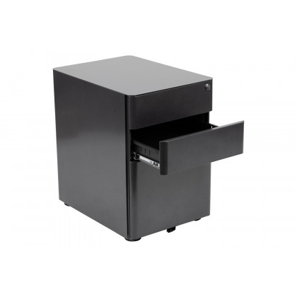 BLNK Warner 3-Drawer Mobile Locking Filing Cabinet with Anti-Tilt Mechanism and Letter-Legal Drawer - Black
