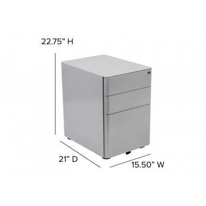 BLNK Warner 3-Drawer Mobile Locking Filing Cabinet with Anti-Tilt Mechanism and Letter-Legal Drawer - Gray