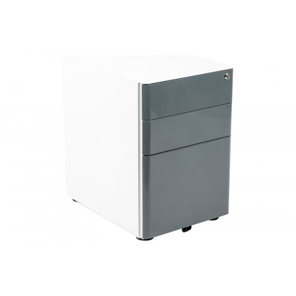 BLNK Warner 3-Drawer Mobile Locking Filing Cabinet with Anti-Tilt Mechanism and Letter-Legal Drawer - White/Charcoal