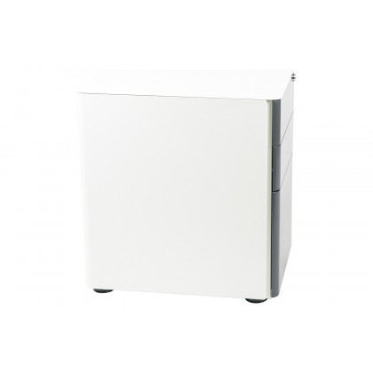 BLNK Warner 3-Drawer Mobile Locking Filing Cabinet with Anti-Tilt Mechanism and Letter-Legal Drawer - White/Charcoal