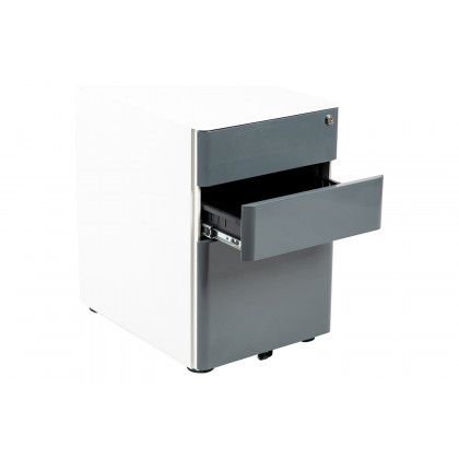 BLNK Warner 3-Drawer Mobile Locking Filing Cabinet with Anti-Tilt Mechanism and Letter-Legal Drawer - White/Charcoal