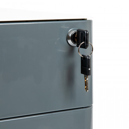 BLNK Warner 3-Drawer Mobile Locking Filing Cabinet with Anti-Tilt Mechanism and Letter-Legal Drawer - White/Charcoal