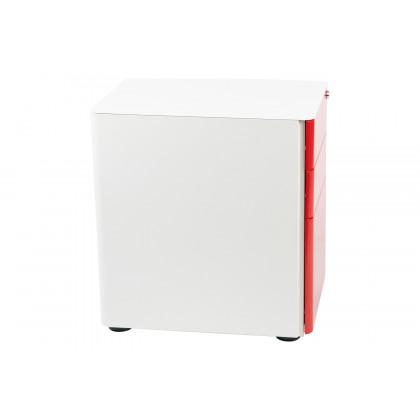 BLNK Warner 3-Drawer Mobile Locking Filing Cabinet with Anti-Tilt Mechanism and Letter-Legal Drawer - White/Red