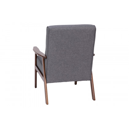 BLNK - Langston Commercial Faux Linen Upholstered Mid Century Modern Arm Chair with Walnut Finished Wooden Frame and Arms