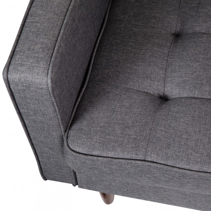 BLNK Hudson Commercial Mid-Century Modern Arm Chair with Tufted Faux Linen Upholstery and Solid Wood Legs - Dark Gray